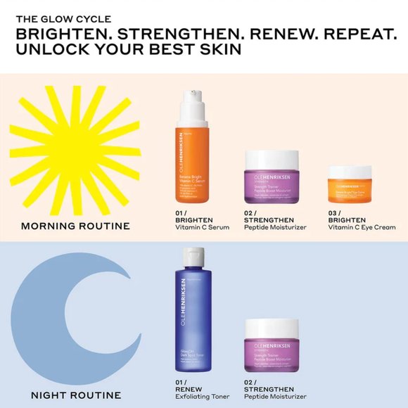 *NIB* Ole Henriksen—4 pc Full Size Glow Cycle Bundle—with Bonus Spa Headband - Picture 7 of 8